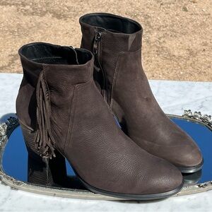 ECCO Shape 55 Fringe Bootie Boot, Brown, EU39/ US 8-8.5, Soft Nubuck, Like New